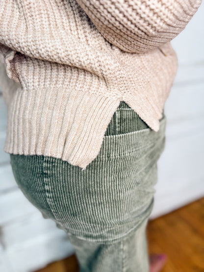 SM Diamond Pattern Cable Knit Sweater-OATMEAL