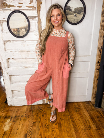 SM Corduroy Overalls Jumpsuit-MAUVE