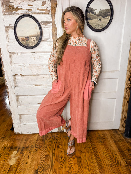 SM Corduroy Overalls Jumpsuit-MAUVE