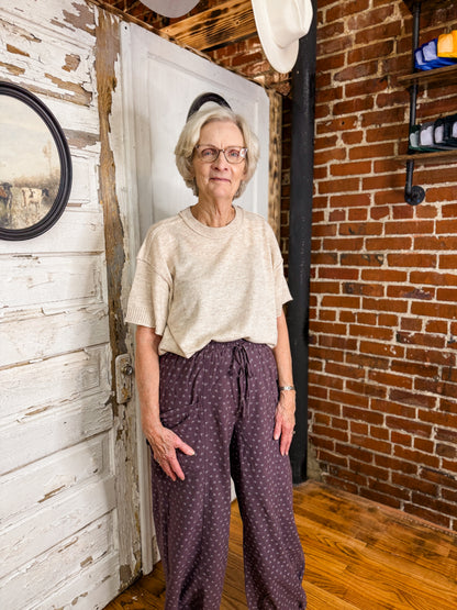 EA Texture Woven Printed Pants in PLUM