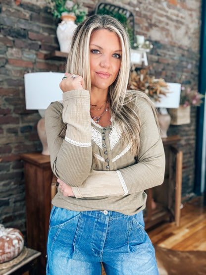 A Love Note Olive Top