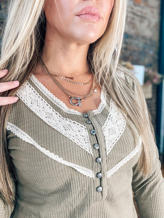 A Love Note Olive Top