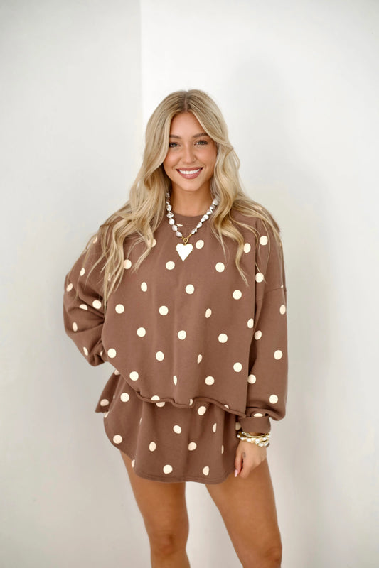 MOCHA POLKA DOT TOP