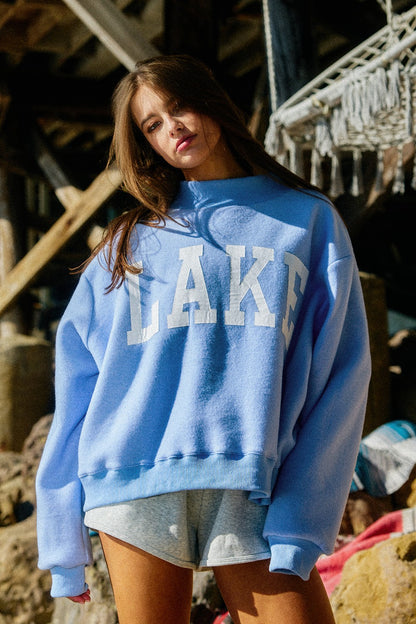 BEACH/LAKE Reversible Mock Neck Sweatshirt