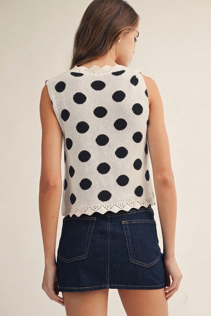 I Like Big Dots Polka Dot Knit Button-Front Vest