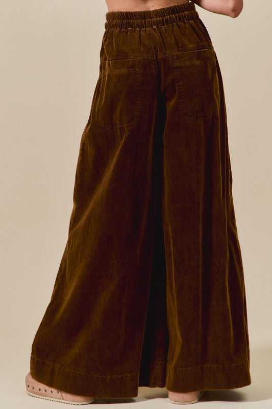 SM Corduroy Wide Let Pants-Brown