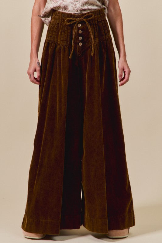 SM Corduroy Wide Let Pants-Brown