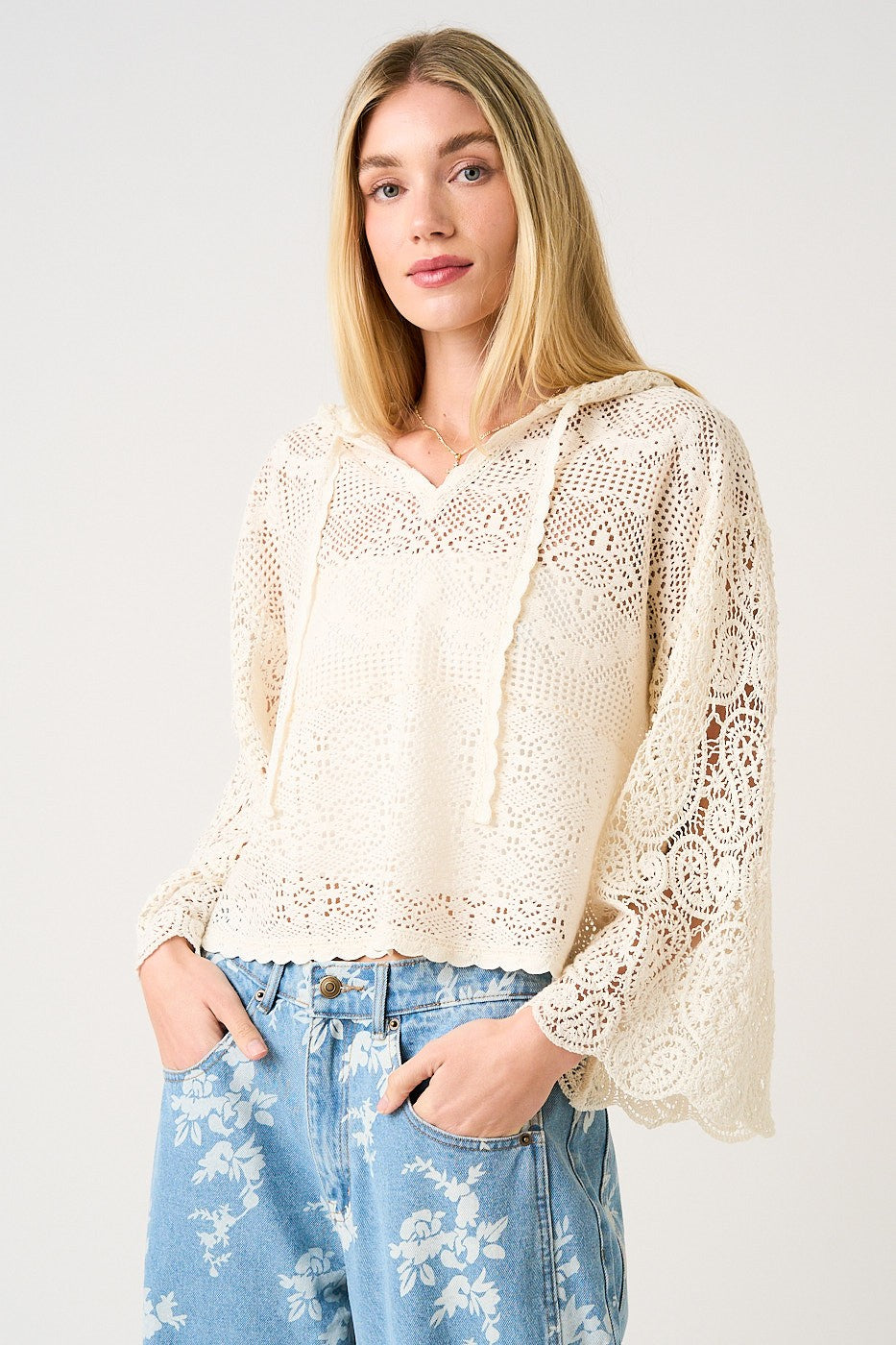 Brunch at the Beach Crochet & Lace Hoodie