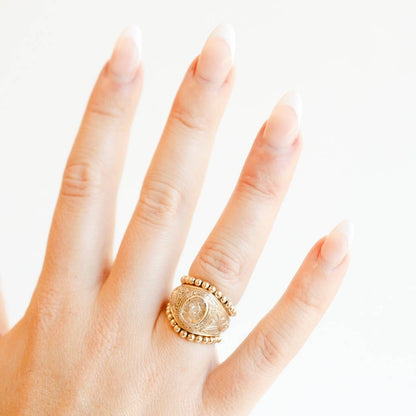 Ella Beaded Band Ring in Gold