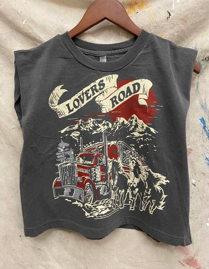 Lovers Road Midriff boxy Muscle crop top