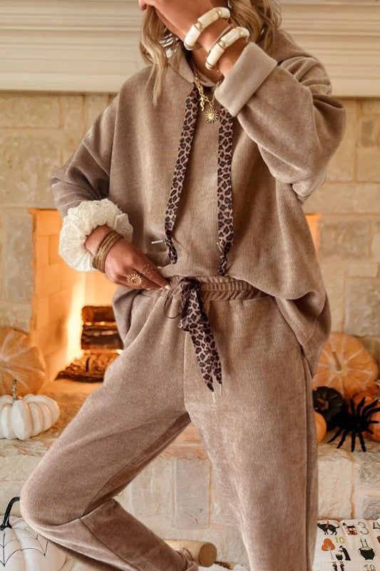 The ELS Corduroy Set w Leopard Detail Ties