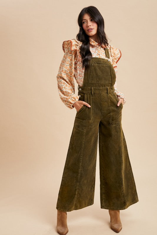 The Katie Corduroy Flare Overalls
