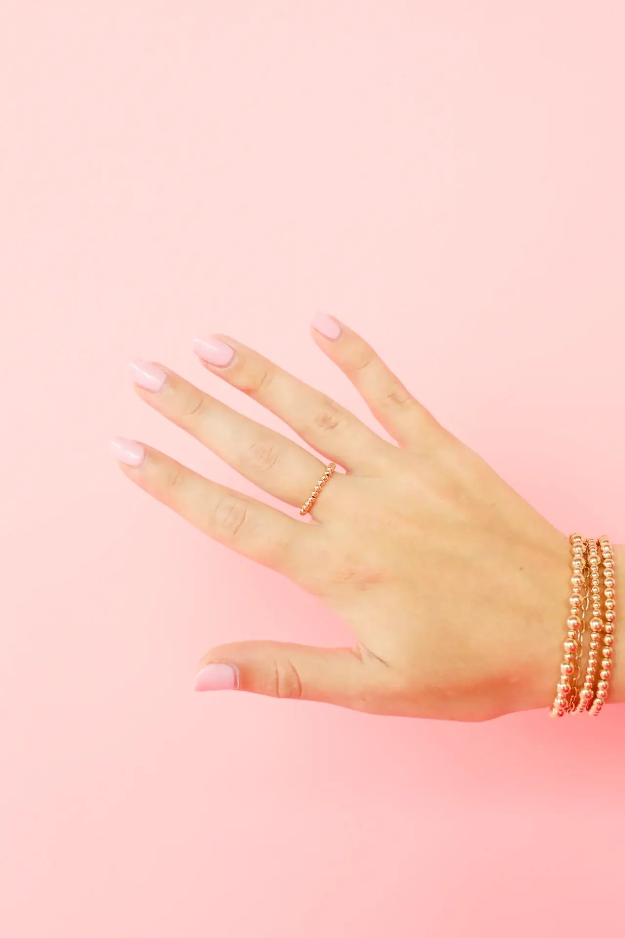 Ella Beaded Band Ring in Gold