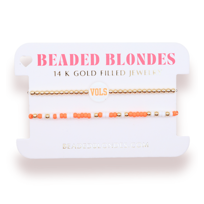 Tennessee/ Vols + Sprinkle Logo Bracelet Stack of 2