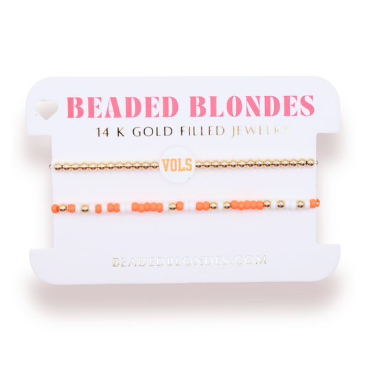 Tennessee/ Vols + Sprinkle Logo Bracelet Stack of 2