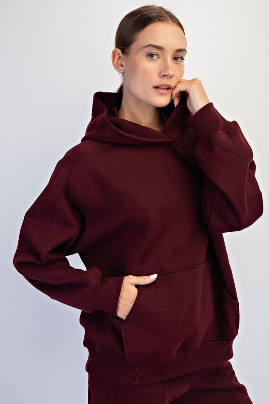 RM Fleece Oversized Hoodie-Dark Cherry