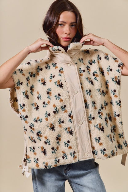 Keep Me Cozy Floral Sherpa Vest