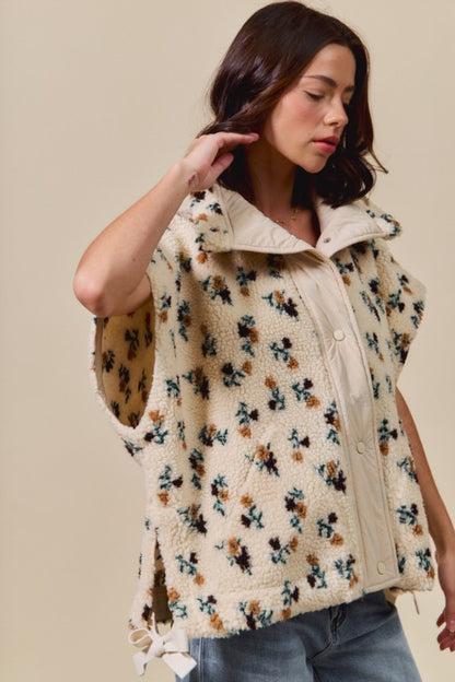 Keep Me Cozy Floral Sherpa Vest