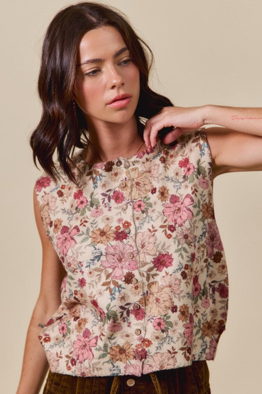 SM Floral Print Sweater Vest