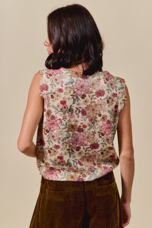 SM Floral Print Sweater Vest