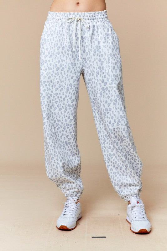 Gray Leopard Joggers