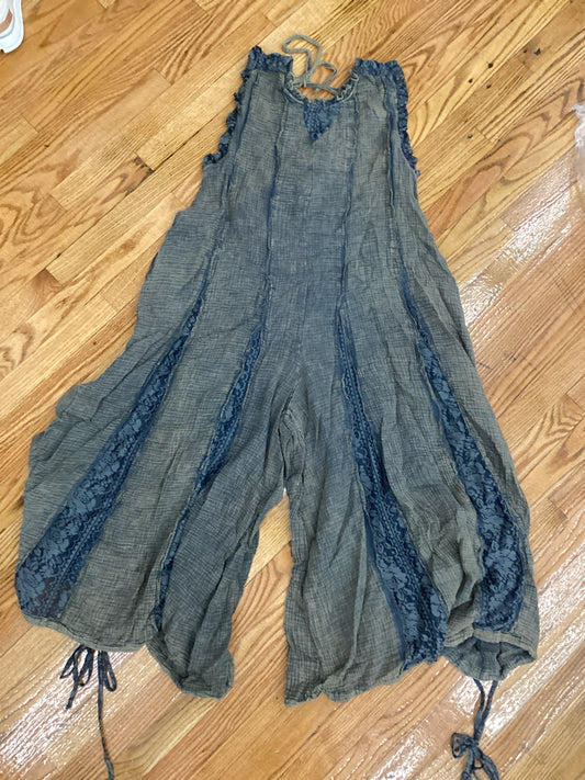 Navy charcoal washed gauze romper