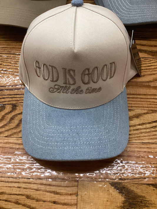 God is good att hat in denim