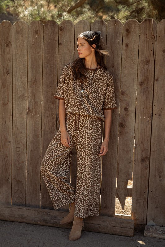 AW Leopard Jacquard Texture Knit Set