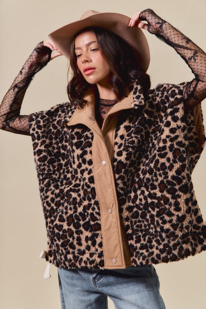 Keep Me Cozy Leopard Sherpa Vest