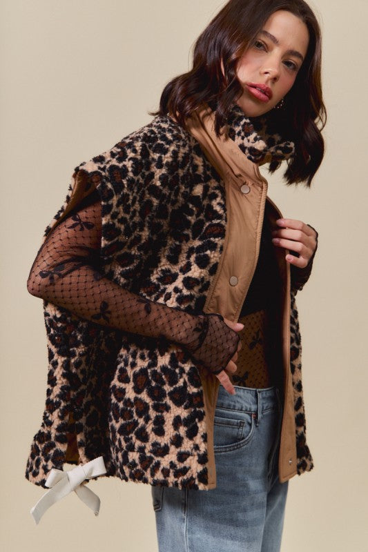 Keep Me Cozy Leopard Sherpa Vest