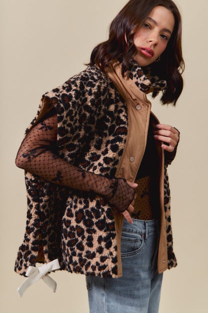 Keep Me Cozy Leopard Sherpa Vest