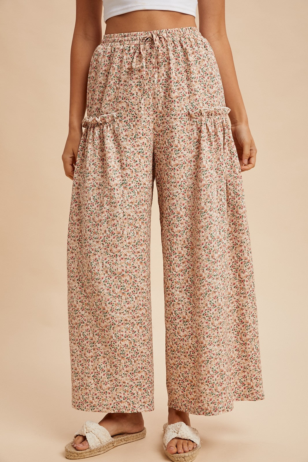 Oh So Floral Crinkled Palazzo Pants