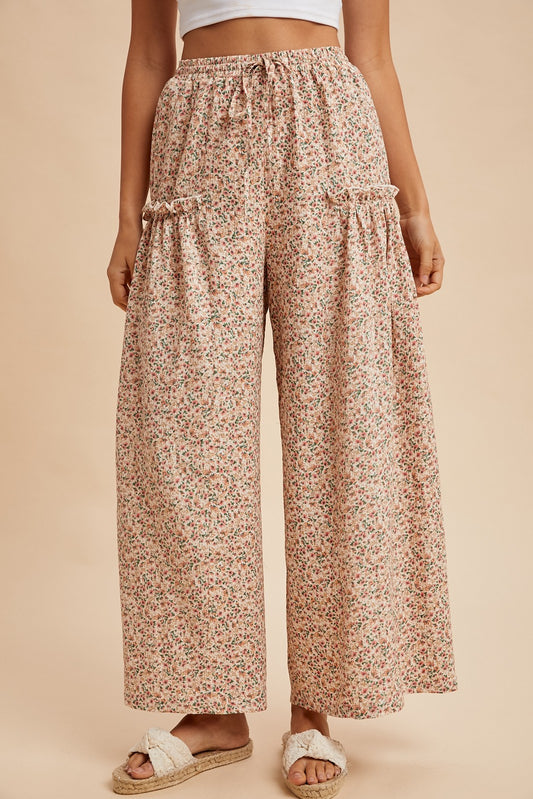 Oh So Floral Crinkled Palazzo Pants