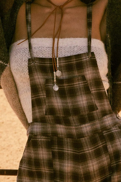 Plaid Flannel Wide-Leg Overalls