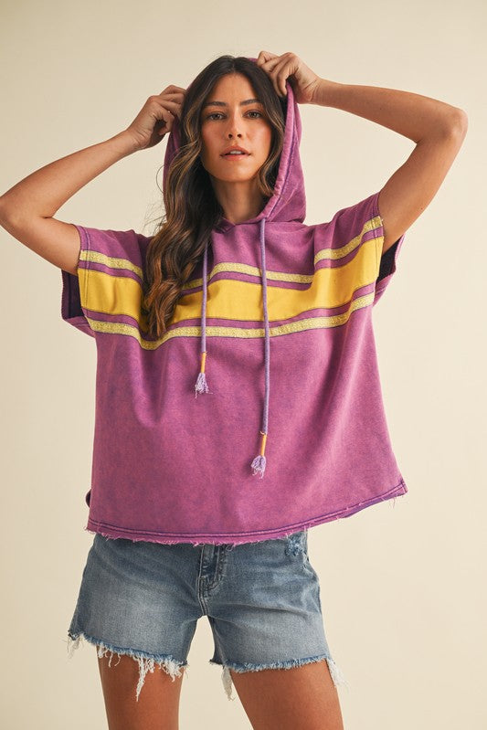 AN purple/gold hoodie mineral wash