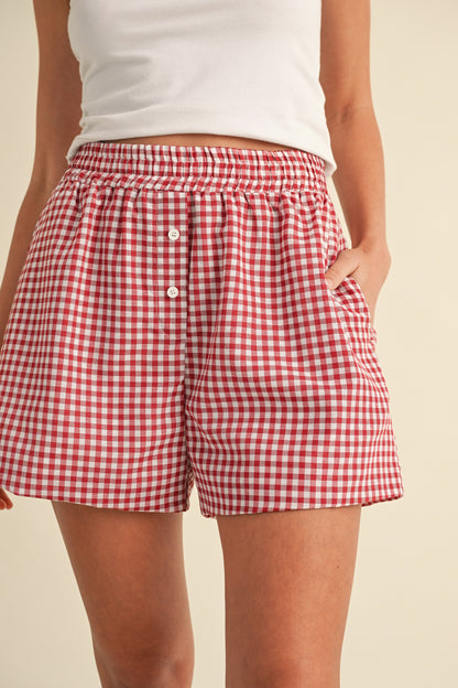 Red Gingham Boxer Shorties
